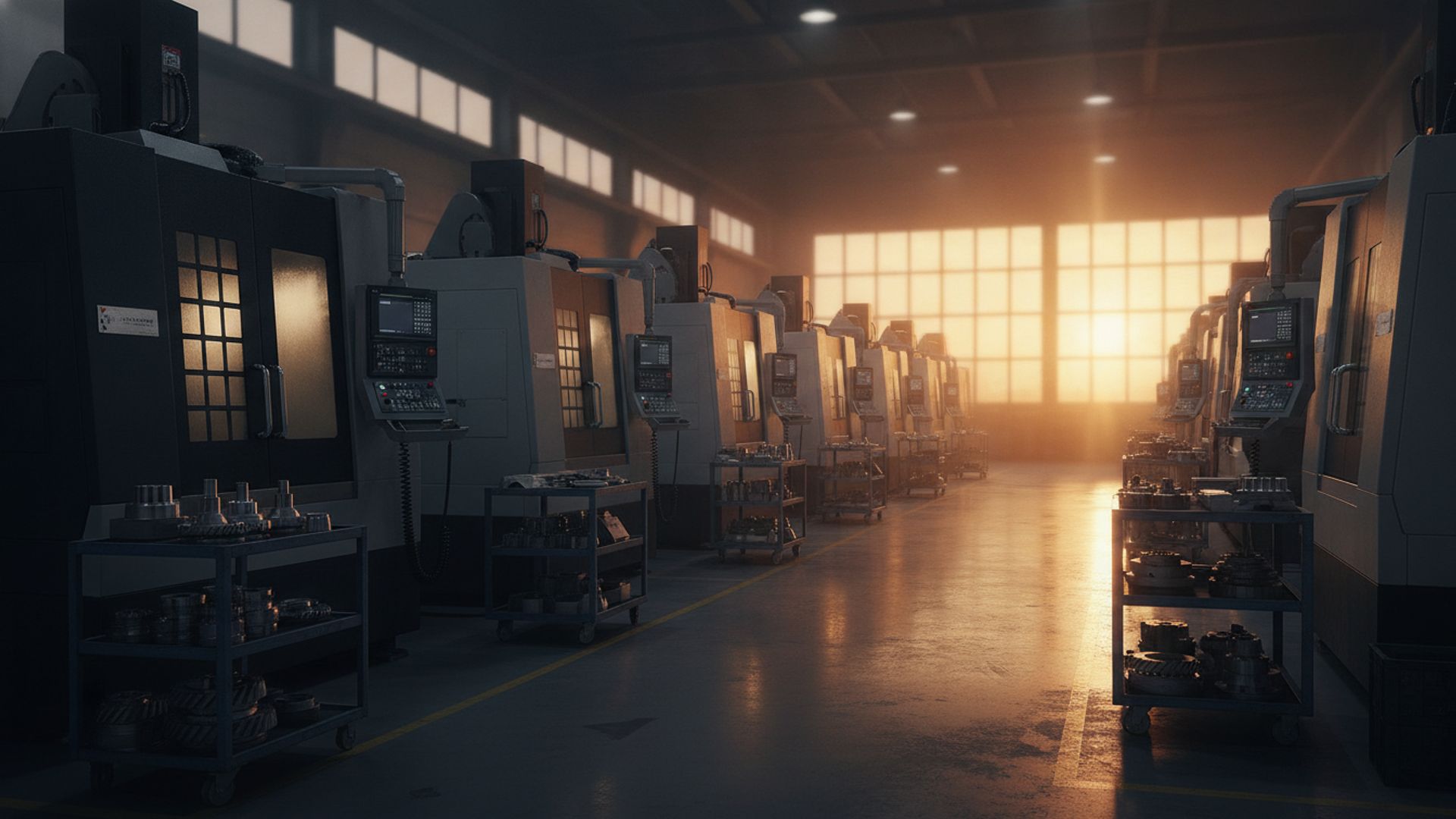 Precision CNC machining equipment on a manufacturing facility floor